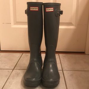 Grey tall Hunter Rain Boots